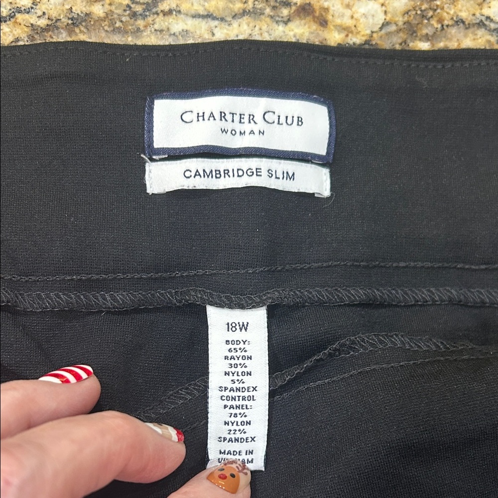 Charter Club Cambridge Slim Black Pants - Picture 2 of 7